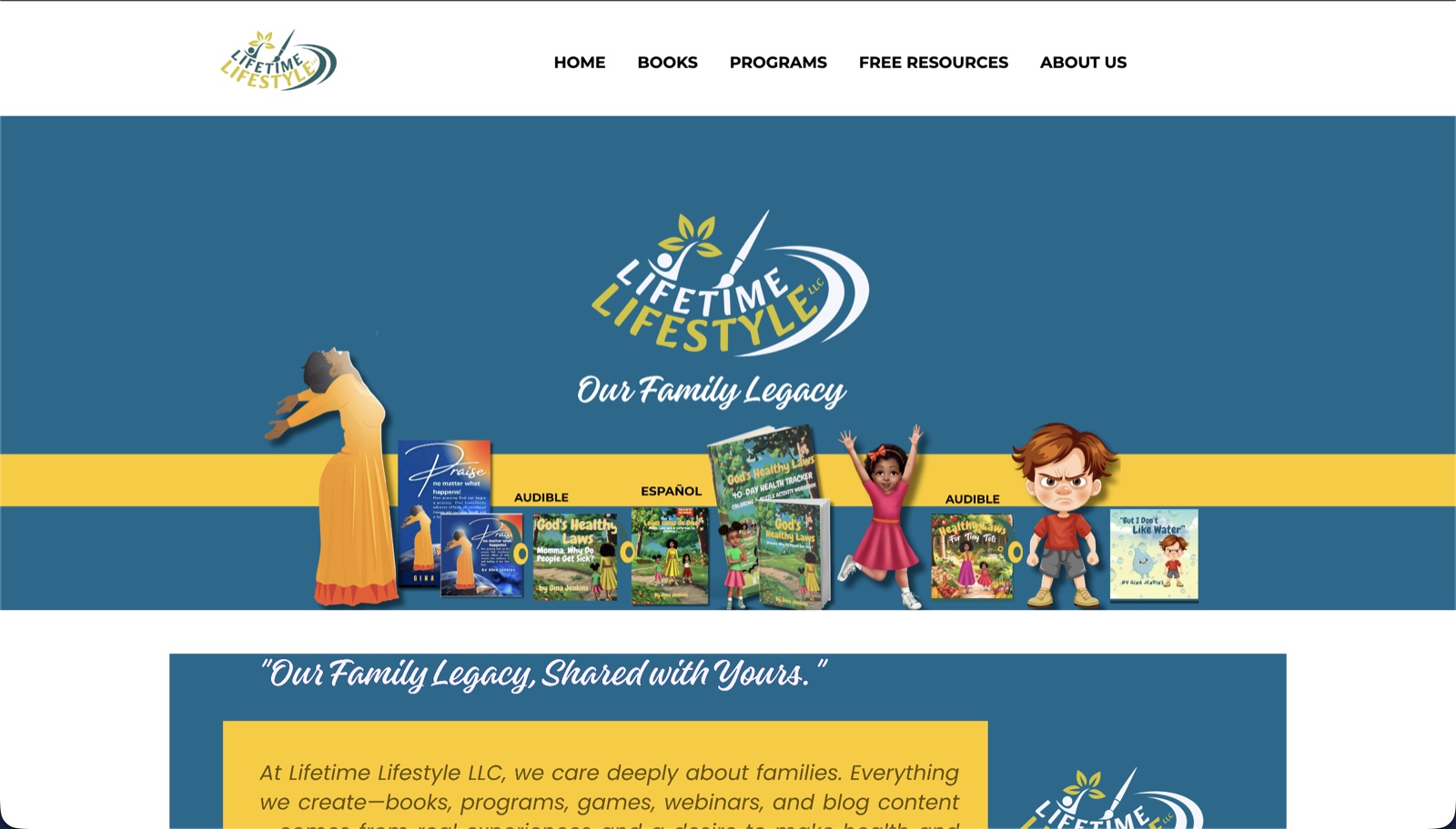 Homepage preview of the Lifetime Lifestyle website